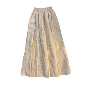 Matteau Gathered Linen Skirt Ivory Maxi Elastic Waist Pockets Size 1